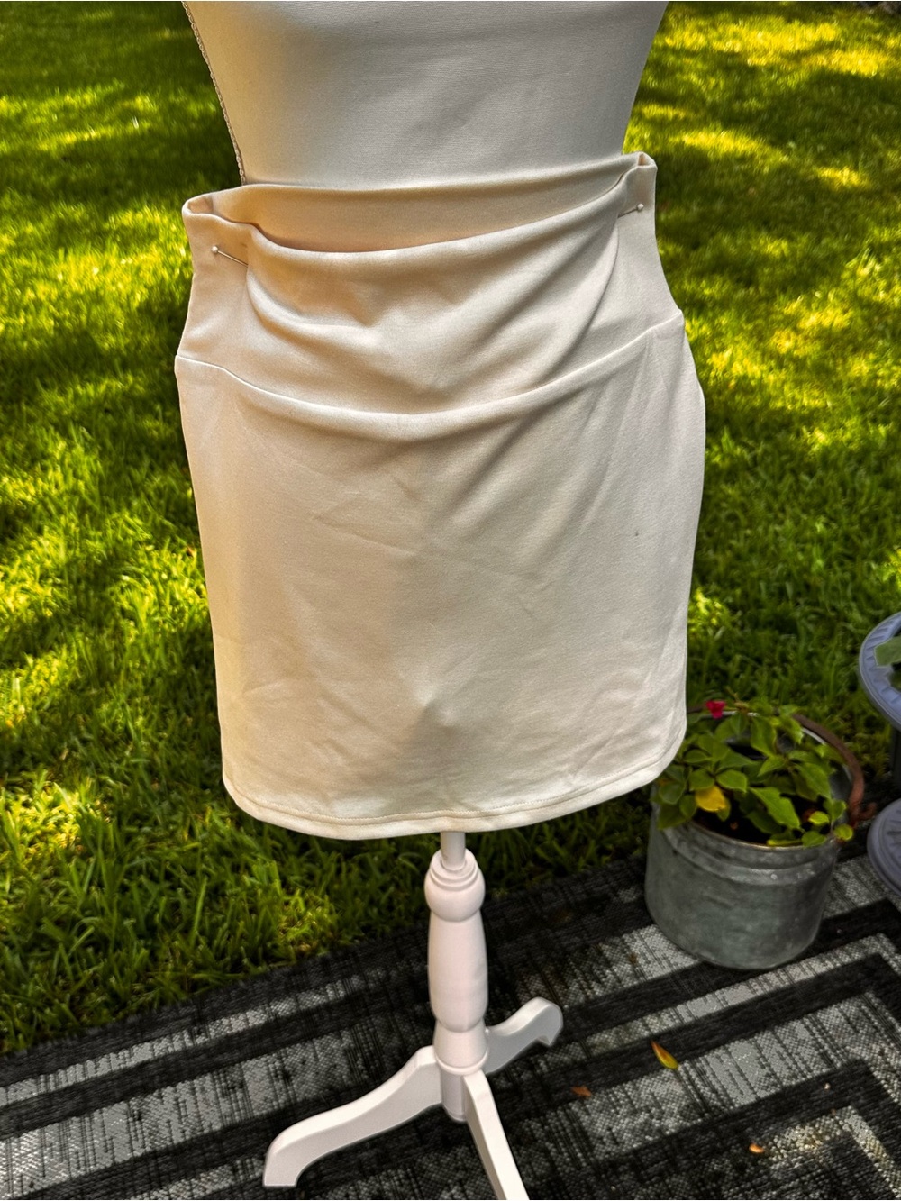 Cream Draped Mini Skirt